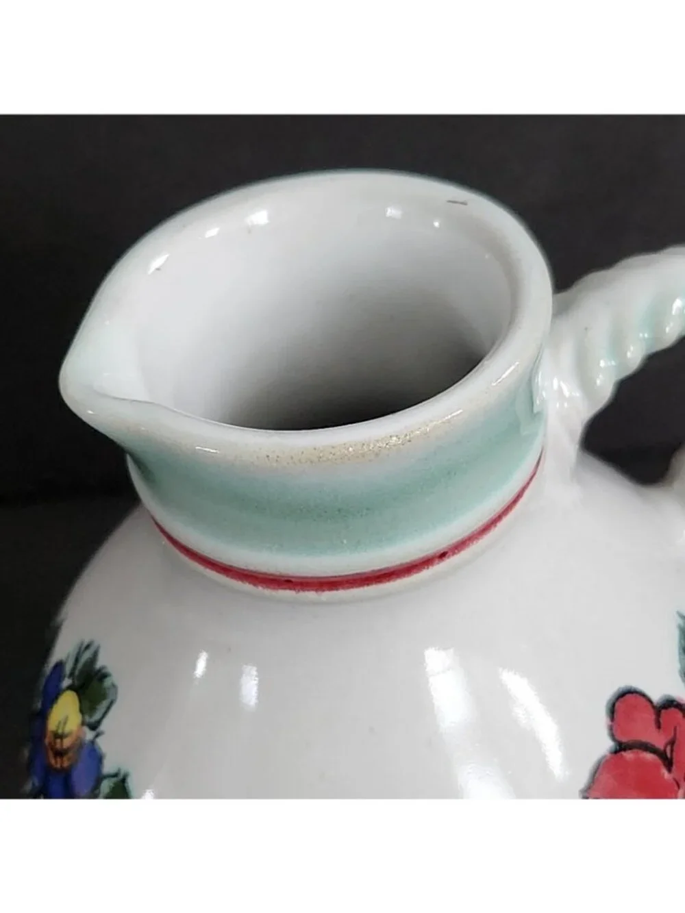 Ceramic Small Pitcher Creamer Jug Server Vintage Retro Floral Bud Vase 4.75
